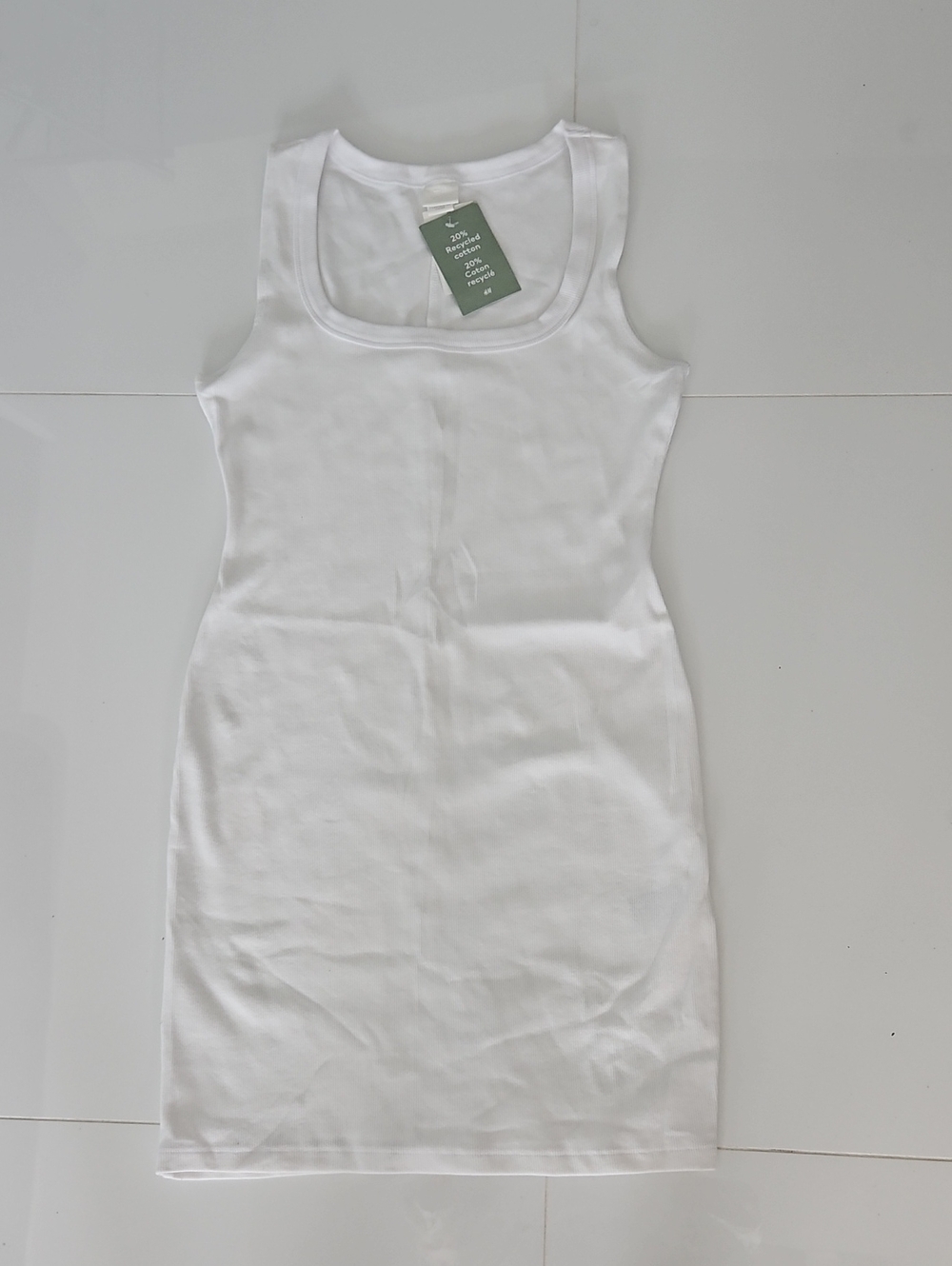 H&M White Ribbed Tank Mini Dress